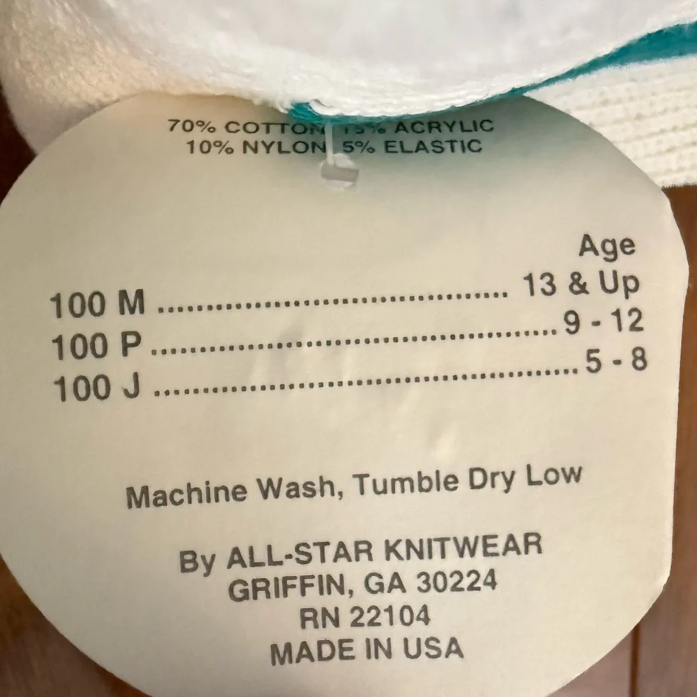 NWT All-Star Knitwear Stirrup Baseball Socks Junior 7–9 Teal Stripe Vintage USA